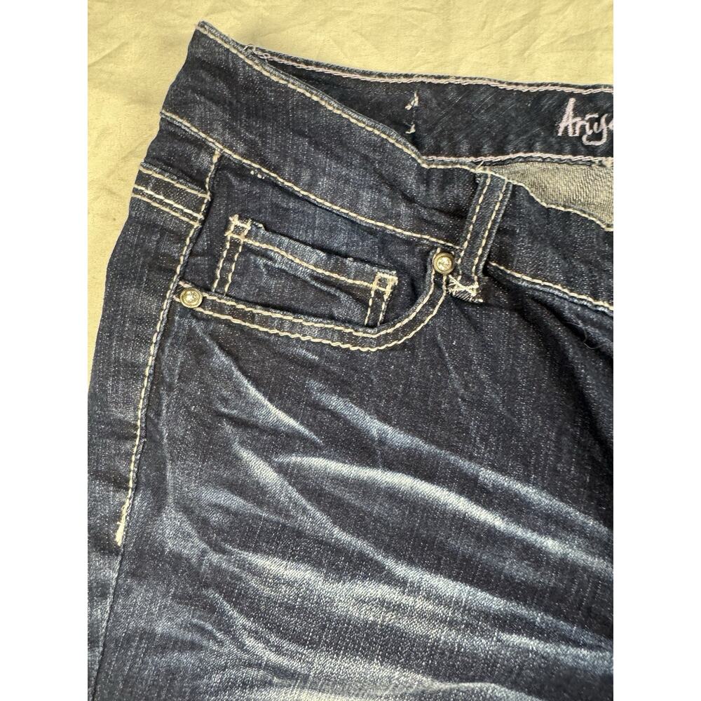 Arija Jeans Bermuda Shorts Womens 15/16 Dark Wash Cuffed Stretch Denim - Picture 4 of 16